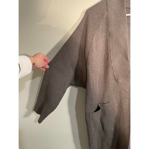 Mystree Taupe‎ Structured Longlined Open Front Cardigan - Picture 4 of 11